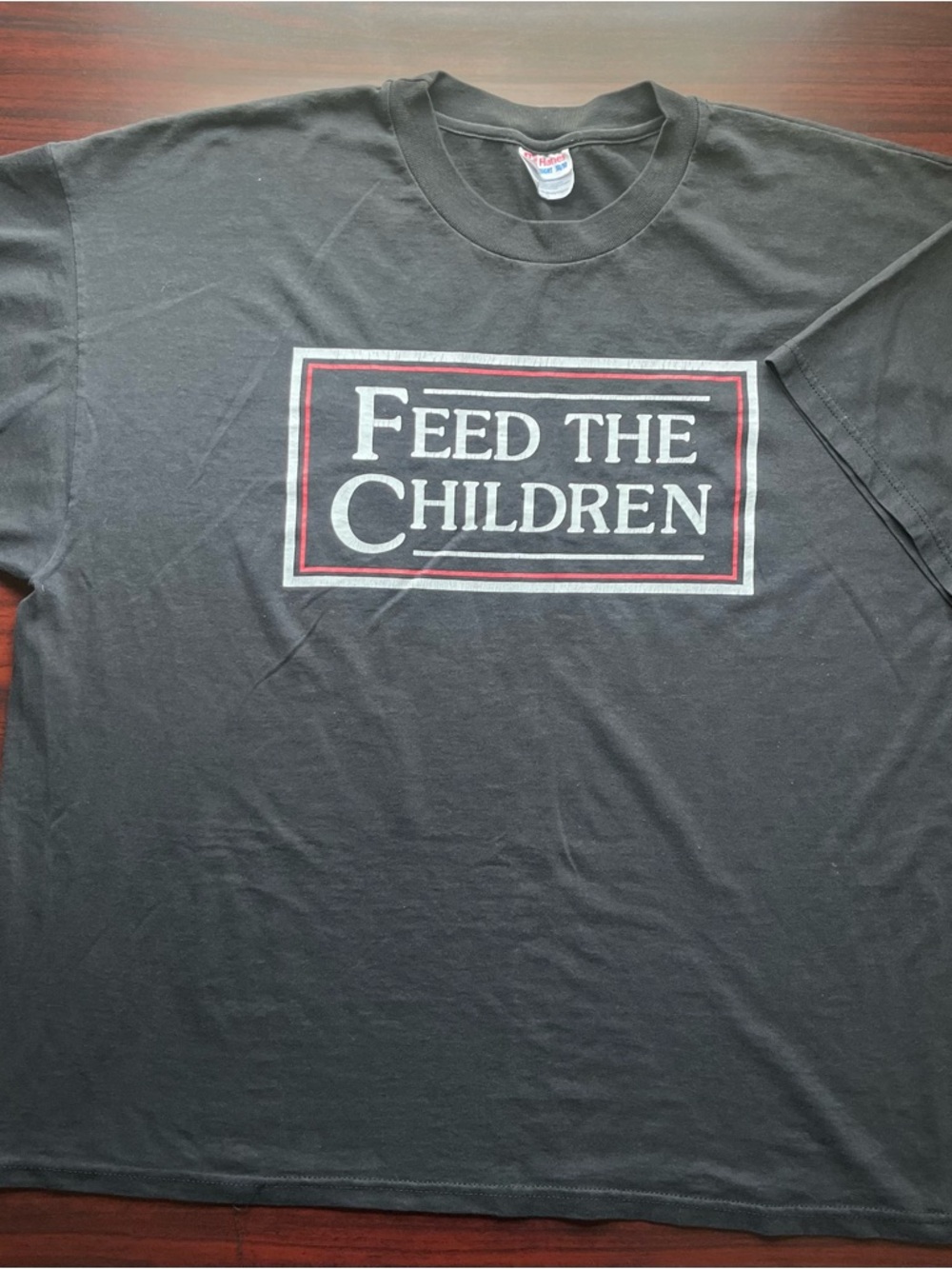 Vintage Feed The Children T Shirt Black Size XXL Hanes